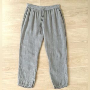 FLAX 100% Linen Drawstring Pants Medium Straight Leg